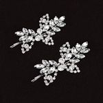 Uongeod Rhinestone Bridal Hair Clips(2PCS) Leaf Wedding Hairpin Bride Pearl Crystal Hair Clips Silver Rhinestone Barrette Elegant Bridal Hair Accessories