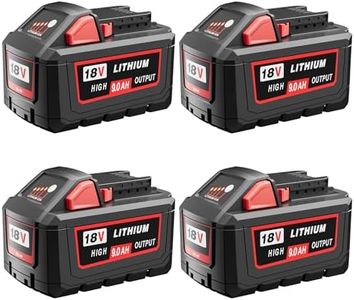 4-Pack 9.0Ah Replacement for Milwaukee M18 Battery High Output Replacement for Milwaukee 18V Battery 48-11-1880 48-11-1850 48-11-1860 Compatible with Milwaukee 18 Volt Batteries Cordless Power Tools