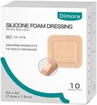 Dimora Silicone Foam Dressing with Border Adhesive 3"x3" Waterproof Wound Dressing Bandage for Wound Care 10 Pack