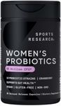 Sports Research Women's Probiotics with Prebiotics, 65 Billion CFU - Vegan Capsules for Gut Health & Digestive Support, Probiotics for Women with Cranberry - Non-GMO Verified & Gluten Free - 30 Count