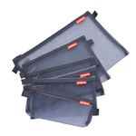 Pendancy Assorted Size Mesh Zip Wallet Nylon Ultra-light Office Travel Pouch Zipper Bag 5 Pcs (Grey, Assorted)