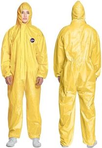 AXEL Hazmat Suits Disposable | 1 Pack | Yellow Protective Coveralls With Attached Hood - Chemical Protection, Industrial Coveralls for Men & Women - Breathable & Water-Resistant| Size Large