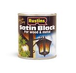 RUSTINS Quick Drying Satin Black Paint 500ml - Effortless Application for a Smooth, Professional Finish – Perfect for DIYers Seeking Fast Results and Durability on Interior & Exterior Surfaces