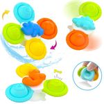 ANUOEXGO 3PCS Suction Cup Spinner Toys for Baby Boys Girls Sensory Bath Toys for Toddlers 1-3 Spinning Top Toys for Infants 12-18 Months Educational Toys for Kids 1 2 3 Baby Birthday Gift (Dino-Soft)