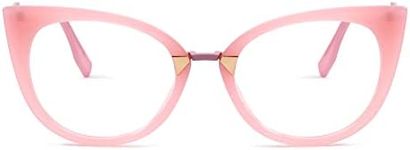 Zeelool Stylish Oversized Cat Eye Blue Light Blocking Glasses for Women Jacqueline FP0669, Fp0669-03b Pink, Medium