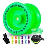 MAGICYOYO Responsive YoYo K1 Plus Glow in The Dark Green Yoyo for Beginner Kids, Plastic ABS Yoyo with Yoyo Glove+Yoyo Bag+12 Replacement Yoyo Strings