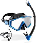CRESSI Liberty Triside & Epsilon Dry Black/Sapphire - Unisex Liberty Triside Mask and Epsilon Dry Snorkel, Ideal for Snorkelling and Diving, Black/Sapphire, One Size