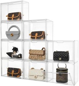 Purse Organizer for Closet,9 Pack Clear Acrylic Display Case for Handbag Organizer, Purse Storage Box with Magnetic Door, Plastic Storage Bins for Book, Collectibles, Cosmetic