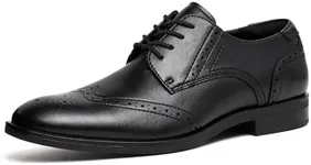 Cestfini Men's Dress Shoes Oxfords Formal Shoes for Men Lace Up Business Derby Shoes with Comfortable Padded Heel Collar Wingtip Black