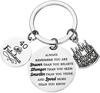 40th Birthday Gifts Women Men Always Remember You Are Braver Than You Believe Gift Keychain for 40 Year Old Man Woman Birthday Gifts for Sister Friend Son 40 Birthday Gift