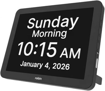 Robin Extra Large Day & Date Digital Clock for Elderly & Seniors with Dementia, Black, 15" Wide