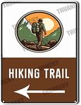 Metal Tin Sign Metal Sign Aluminum Sign Hiking Trail Left Arrow Activity Sign Campground Signs Post Sign for Driveway for Backyard Garage Man Cave Shed Office Craft Room 6x8inch