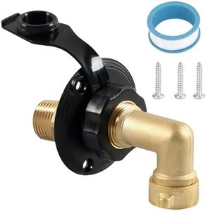 RV City Water Inlet with Check Valve – RV Water Inlet Connection, RV Water Fill Inlet with 3/4" NH Female to 1/2" NPT Male, Ideal for RV, Travel Trailers, Camping, and Boats in Black (with Hose Elbow)