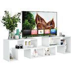 Tangkula 3 Pieces Console TV Stand, Free-Combination Entertainment Center for 50 55 60 65 Inch TV, Minimalist Modern TV Table Media Stand, DIY Open Storage Bookcase Shelf for Living Room (White)