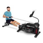 JLL Aqua 1 Rower Home Hydro Rowing Machine, Fitness, Cardio Workout with Dual Resistance, Hydro and Elastic, 11 Readout LCD Monitor, 12 Month Warranty