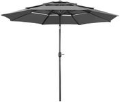Yaheetech 3-Tier Patio Parasol 10ft Vented Outdoor Table Umbrella with Tilt Mechanism and Crank Handle & Large Shade for Pool/Backyard/Beach/Deck/Garden/Park Gray