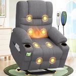 Lift Chair For the Elderly Recliner Armchair with 8-Piont Massaage & Lumbar Heating, Type C+USB Ports, 45° Assisted Standing Power Recliner Chair for Living Room, 2 Cup Holders & 4 Side Pockets