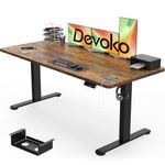 Devoko Electric Standing Desk 160x80cm ith USB Charging Height Adjustable Desk with Desktop Sit Stand Up Desk Heavy Duty Steel 3 Memory Smart Pannel(Rustic Brown)