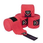 LeMieux Classic Polo Full Exercise Bandages in Papaya with Zipped Case - Soft Fleece Protection Wraps - 3.8 m Long - Pack of 4