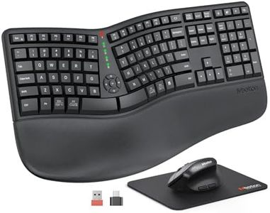 MEETION Ergonomic Keyboard and Mouse, Wireless Keyboard with Vertical Mouse, Split Curved Keyboard with Wrist Rest, Natural Typing, USB Receiver, Rechargeable Full Size, Windows/Mac/PC/Laptop, Large