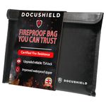 DocuShield Fireproof & Water Resistant Document Bag | Protective Wallet for A4 Documents & Money Storage | Fire and Water Damage Protection | UK Brand | Fibreglass Fabric | Waterproof Zipper