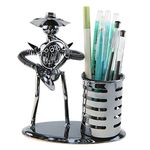 Music Musician Theme Iron Hat Man Art Steel Metal Creative Personality Pen Holder Pencil Holder Cup Pot Office Students Desktop Music Decoration Decor Toy Gift Ornaments(A20012 French Horn)