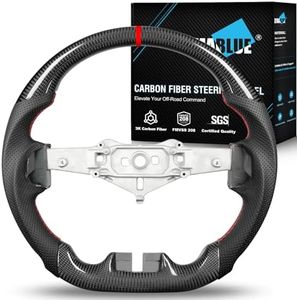 ZIMABLUE Carbon Fiber Steering Wheel For Jeep Wrangler JK 2011-2017, Steering Wheel with D-Shaped Flat Bottom Perforated Leather Grip Hand-Stitched Compatible With Wrangler JK 2-Door/JKU 4-Door