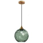 Brikey 7.8 Inch Globe Glass Pendant Light Bronze Gold Bracket with Glass Ball Hanging Ceiling Lamp for Island (Dark Green)