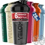 VELOMIX -6 PACK- Shaker Cups for Protein Shakes 28 oz - 6x Wire Whisk | Leak Proof Protein Shaker Bottle for Protein Shakes, Shaker Bottle Pack for Pre & Post Workout, Shaker Cup, Shaker Bottle Cups