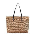 Ayliss Women Straw Woven Tote Large Beach Handmade Weaving Shoulder Bag Purse Straw Handbag, Khaki, One Size