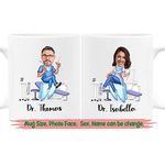 Personalized Dentist Photo Face Coffee Mug 11 15 Oz, Funny Dentist Coffee Cup Gift for Men Women, Hygienist Dental Dental Assistant Mug, Custom Photo Name Dentist White Travel Cups, Face Dentist Mug