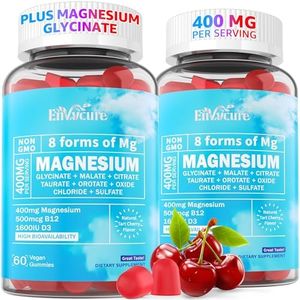 Magnesium Glycinate Complex Gummies 400mg | 8 Forms of Magnesium: Malate, Citrate, Taurate & More | with Ashwagandha 400mg, D3, B12 | Supports Calm, Relaxation, Mood & Muscle Cramp | Vegan, 120 Count