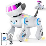 VATOS Kid Smart Robot Dog,Programmable Remote Control Robotic Dog with Bluetooth and Multi-Color LED Eyes, Singing Dancing USB Rechargeable Interactive Robot Puppy Toy for Boys Girls Ages 3-10 White
