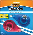 BIC Wite-Out Brand EZ Correct Correction Tape, 39.3 Feet, 2-Count Pack of white Correction Tape, Fast, Clean and Easy to Use Tear-Resistant Tape Office or School Supplies