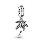 Pandora Jewelry - Sparkling Palm Tree Dangle Charm in Sterling Silver with Clear Cubic Zirconia