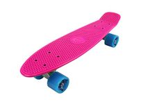 Vinsani Retro Cruiser Plastic Skateboard 22" X 6" Pink Deck with Blue Solid Coloured Wheels