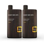 Every Man Jack Men's Body Scrub - Citrus | 500 ml Twin Pack - 2 Bottles Included | Naturally Derived, Parabens-free, Phthalate-free, Dye-free, and Certified Cruelty Free