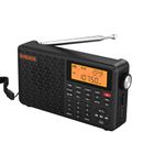 XHDATA D109 Portable Rechargeable Digital Radio with Bluetooth SW/LW/MW/FM Radio Mains or Battery Powered Dual Alarms Clock Headphones Output Micro SD for Home or Travel