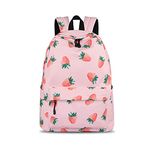 JIANLINST School Backpack for Teens Girls Waterproof Laptop Rucksack Travel Bag Bookbag Lightweight College Daypack Strawberry