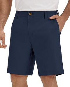 33,000ft Mens Golf Shorts 9 inch Inseam Quick Dry Elastic Waist Classic-Fit Drawstring Dress Shorts Hiking Fishing Business Cyanic Blue