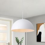 Industrial Dome Chandelier 17.7" Vintage Farmhouse White Pendant Light Fixtures Large Pendant Light for Kitchen Island Dining Room, Bedroom, Hallway, Foyer