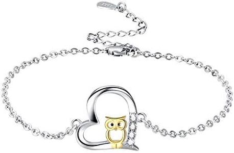 MEDWISE 925 Sterling Silver Two Tone Owl Heart Pendant Necklace Jewellery for Women Girls Gift, 11 inch, Silver, silver