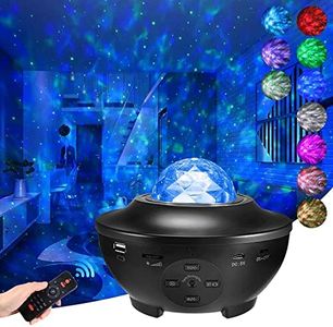Khad's Christmas Xmas Star Projector Ocean Wave Night Light Projector Color Changing Galaxy Projector Light with Built-in Bluetooth Music Player Night Light for Kids & Adults Projector Night Light