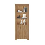 Panana Tall Cabinet One Door Two Glass Shelves Sideboard Cupboard Unit Cabinet With White Color RGB LED (OAK)