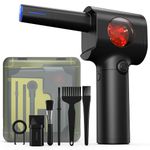 Koonie Pro Compressed Air Duster with Storage Case, Max.100min Runtime High-Speed Motor 6 Multi-use Accessories LED Spotlighting, 6000mAh Battery Operated Cordless Electric Blower for PC Computer