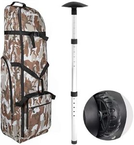 Golf Travel Bags for Airlines with Wheels,Golf Bag 900D Heavy Duty Oxford Wear-Resistant Soft-Sided Golf Club Flight Bag with Adjustable Support Rod,Brown Camo