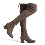 DREAM PAIRS Women's Over The Knee Thigh High Chunky Heel Long Boots Stretch Sexy Fall Boots,Size 8.5,Khaki,Laurence