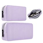 Universal Electronics Accessories Bag Pouch, 2-Pack Portable Soft Carrying Case Bag Wire Cable Organizer for Hard Drive, Power Adapter, Laptop Mouse, Cosmetics Kit, Cell Phone, Small+Big-Purple