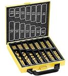 TOPEC 108 Pcs Drill Bit Set for Wood & Metal - Titanium Wood Drill Bits, High Speed Steel Drill Bit Kit Titanium Coated for Wood, Metal, Plastic, Aluminum Alloy with Storage Case