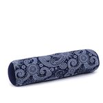 Leewadee Small Yoga Bolster – Shape-Retaining Cervical Neck Roll, Tube Pillow for Comfortable Reading, Kapok Filling, 50 x 15 x 15 cm, Blue White